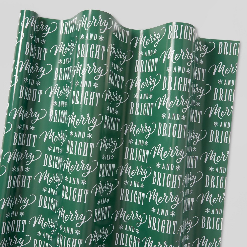 55 sq ft Merry & Bright Gift Wrap Green - Wondershop