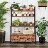 Storage Cabinet 5-Tier Standing Industrial Microwave Oven Stand , 10 Hooks, Kitchen Bakers Rack with Power Outlet,Vintage Brown - 4 of 4