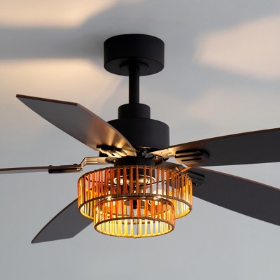 Airsurfer 52" Ceiling Fan with Integrated LED Light and Remote, Matte Black Finish, 5-Blade Modern Design, Quiet DC Motor