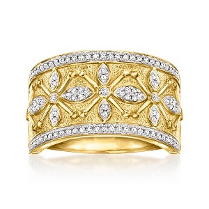 Ross-Simons 0.25 ct. t.w. Diamond Etruscan-Style Ring in 18kt Gold Over Sterling - 1 of 4