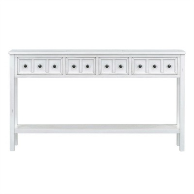 Tramull Rustic Console Table with 4 Drawers, Sofa Table with Storage Shelf for Entryway, Hallway & Living Room