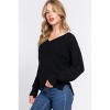 Slickblue Women's Double V-Neck Sweater, Long Sleeve Relaxed Fit, Black/Grey/Red/Yellow Knit, Size S-L - 4 of 4
