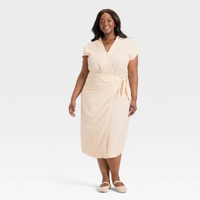 Women's Short Sleeve Wrap Waist Midi Shirtdress - Universal Thread™