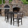 Emma and Oliver Commercial Grade 30" Round Metal Indoor-Outdoor Table Set & 2 Slat Back Chairs - 2 of 4