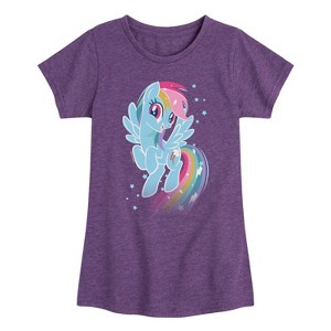 Girls' My Little Pony Dash Star Fade Fitted Short Sleeve Graphic T-Shirt - Heather Purple - Large - 1 of 4