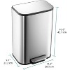 Trash Can, Rectangular Stainless Steel Trash Can with Recycling Bin, Fingerprint-Resistant, Soft-Close Lid, Step-on Garbage Bin - 3 of 4
