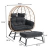 Indoor Outdoor Double Egg Chair with Ottoman Padded Cushions,Wicker Lounge Chair Deep Seating Chair with Footrests,Loveseat for Patio Porch Backyard - 3 of 4
