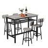 CAVINAS Bar Table and Bar Stools Set of 3, 2 Dining Benches and 1 Dining Table, Counter Height Table Chair Set for Kitchen, Dining Room - 2 of 4