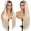 Jessie's Wig 26 Inch Straight Lace Wigs Synthetic Hair 13*5*1 Lace Ombre Blonde With Grey Root 1 Pc/Pack - 4 of 4