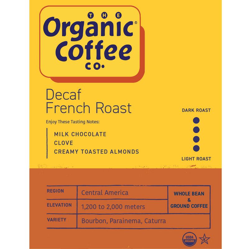 Organic Coffee Co., DECAF French Roast, 2lb (32oz) Whole Bean, Swiss Water Processed Decaffeinated Coffee, 3 of 6
