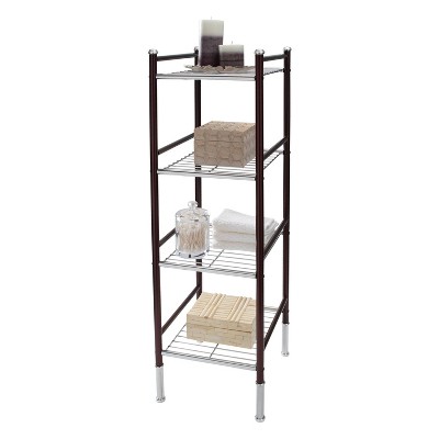 Bronze and Chrome 4-Tier Freestanding Wire Storage Shelf