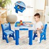 Costway Multifunctional Kids Desk & 2 Height-Adjustable Chairs w/ Non-slip Point Pink\ Blue\ Natural - 3 of 4