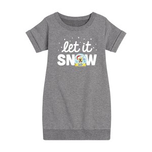Girls' - SpongeBob SquarePants - Let It Snow Graphic Short Sleeve Fleece Dress - 1 of 4