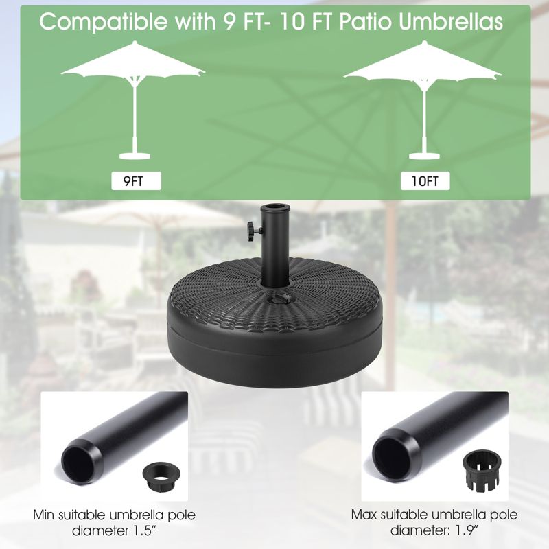 Tangkula Fillable Umbrella Base Stand, Water & Sand Filled Heavy-Duty Patio Umbrella Holder 18” Outdoor Weighted Umbrella Base, 5 of 11