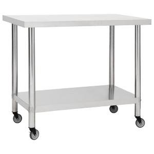vidaXL Kitchen Work Table with Wheels, 31.5"x23.6"x33.5" Stainless Steel - 1 of 4