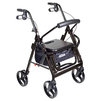 Drive Medical Duet Dual Function Transport Wheelchair Walker Rollator, Black