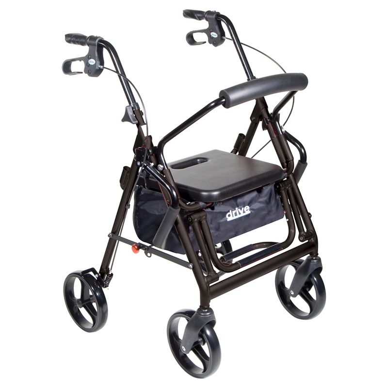 Drive Medical Duet Dual Function Transport Wheelchair Walker Rollator, Black, 1 of 5
