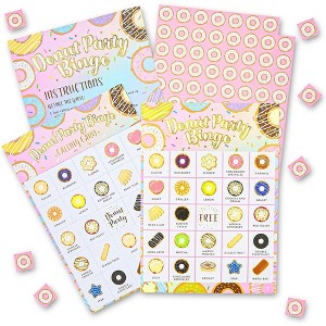 Blue Panda 36 Pack Bingo Party Game for Donut Theme 1st First Birthday, Girl Baby Shower, Family Activities, Game Cards and Chips - 1 of 4