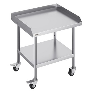 VEVOR Stainless Steel Work Table, 24 x 28 x 30 Inch Commercial Food Prep Worktable with 4 Wheels,Casters,3-Sided Backsplash HeavyDuty Prep Worktable - 1 of 4