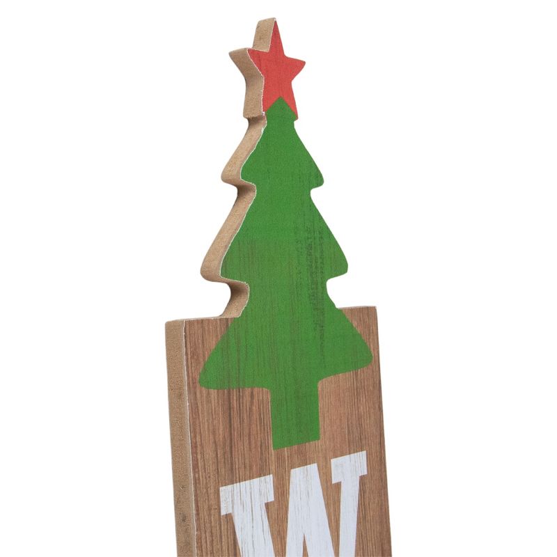 Northlight 31.5" Green Christmas Tree and Red Star Tall Wooden Welcome Porch Board Sign Decoration, 3 of 6