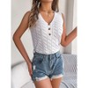 Womwns Sweater Knit Tank Tops Spring Summer Casual V Neck Sleeveless Hollow Out Crochet Vest - 3 of 4