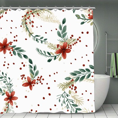 Simple Floral Pattern Shower Curtain ¨C Waterproof Polyester, Minimal Bathroom Decor, Durable and Easy to Clean 70.8x70.8 Inch