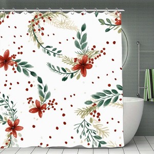 Simple Floral Pattern Shower Curtain ¨C Waterproof Polyester, Minimal Bathroom Decor, Durable and Easy to Clean 70.8x70.8 Inch - 1 of 1