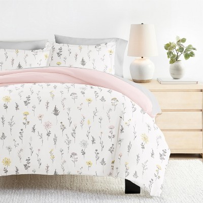 8PC Bedding Bundle, Patterned Duvet Cover, White Comforter and Solid Sheet Set - Becky Cameron