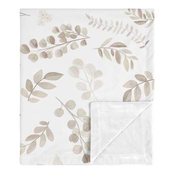 Sweet Jojo Designs Gender Neutral Baby Security Blanket Botanical Leaf Taupe and White