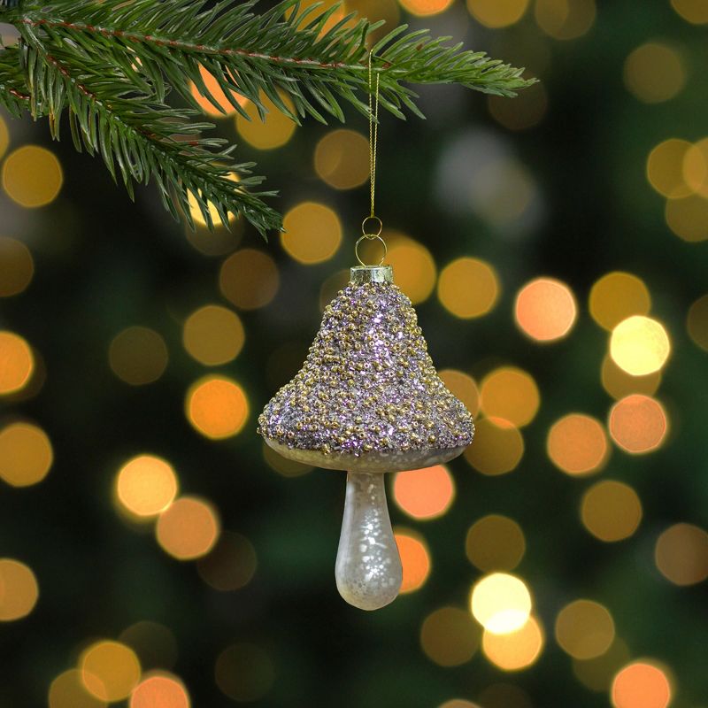 Northlight 4.75" Champagne Gold Mushroom Glass Christmas Ornament, 2 of 5