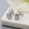 925 Sterling Silver Cushion & Round Shaped Cubic Zirconia Halo Stud Earrings for Women 2 Pair Earring Set - 4 of 4