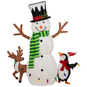 Northlight 3D LED Lighted Snowman and Penguin Outdoor Christmas Decoration - 48" - Warm White - 1 of 4