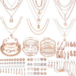 69 Pieces Gold Jewelry Set for Women with Necklaces Bracelets and Earrings, Fashion Costume Jewelry Collection - 1 of 4