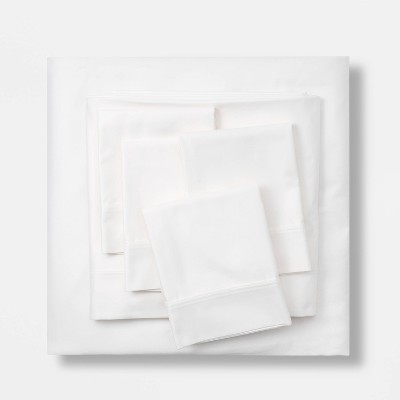 King 800 Thread Count Solid Performance Pillowcase Set White - Threshold Signature™