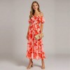 Knit & Lounge Women’s Off Shoulder Smocked Midi Dress Puff Sleeves Tiered Skirt Floral Print Flowy Romantic Silhouette - 3 of 4