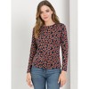 INSPIRE CHIC Women's Leopard Pattern Crew Neck 3/4 Sleeve Knit Sweatshirt Top Shirts - 2 of 4