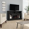 Hastings Home Electric Fireplace TV Stand With Shelves, Remote Control, Adjustable Heat and LED Flames - Woodgrain Black - 2 of 4