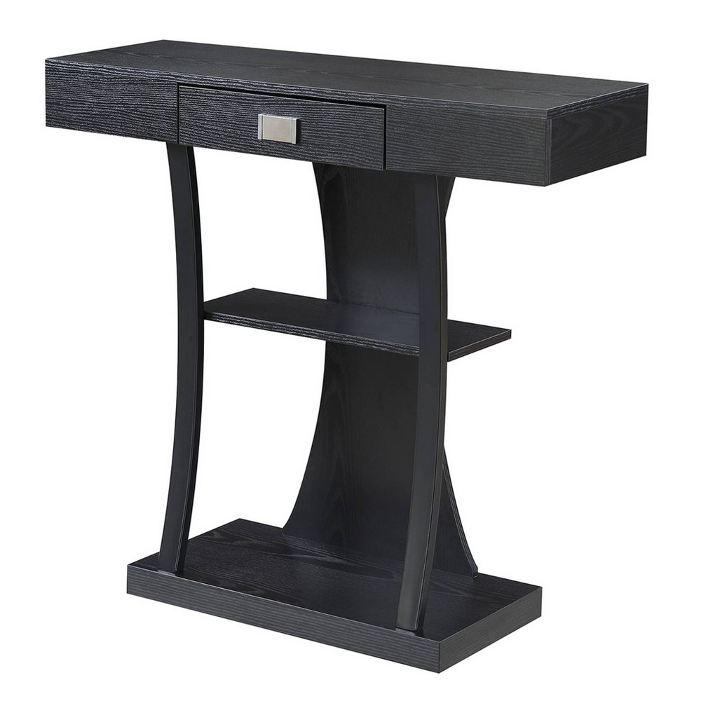 Photos - Coffee Table Newport 1 Drawer Harri Console Table with Shelves Black - Breighton Home