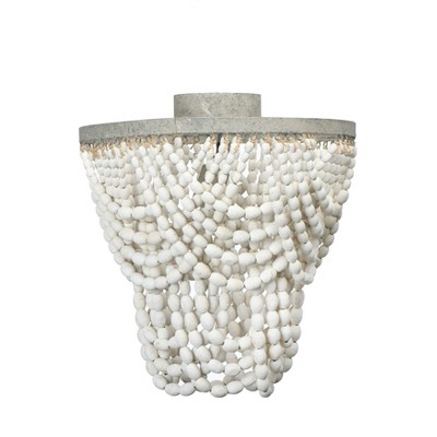 Tiered Draped Wood Bead and Metal Semi-Flush Light - 3R Studios