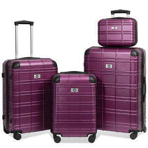 Gulches Luggage Sets, Hardshell 4pcs  Luggage Hardside Lightweight Durable Suitcase sets Spinner Wheels Suitcase with TSA Lock (12/20/24/28),Purple - 1 of 4