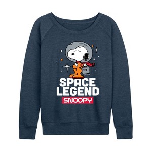 Women's - Peanuts - Space Snoopy Lightweight French Terry Wide Neck Long Sleeve Shirt - 1 of 4