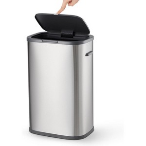 COZONY 55L/14.5 Gallon Rectangular Stainless Steel Trash Can with Pop-Up Lid, Fingerprint & Smudge Resistant, Removable Inner Bucket for Home, Bedroom - 1 of 4