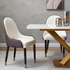 Set of 2 Modern White PU Upholstered Dining Chairs with Curved Back, Stylish Armchairs for Kitchen or Dining Room-Panipeachy - 2 of 4