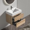 FAMYYT 24 in. Single Sink Floating Rough Oak Bath Vanity with White Engineered Quartz Composite Top, 2 Soft Drawers - 2 of 4