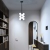 PAKOKULA Modern 10-Light Black Sputnik Chandelier with Swirled-Glass Orb Cluster Bubble Ribbed Glass - 3 of 4