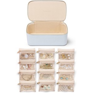 6-Piece Travel Jewelry Pouch Set, Clear Velvet Zipper Bags for Organized Storage, Gift for Women & Girls - 1 of 4