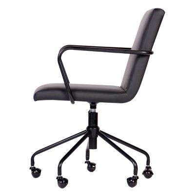 Logan Black Faux Leather Swivel Desk Chair with Metal Base