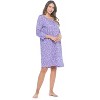Casual Nights Women's Henley Nightshirts Set of 2, Floral 3/4 Sleeve Nightgowns & Solid Sleepwear Shirt - 4 of 4