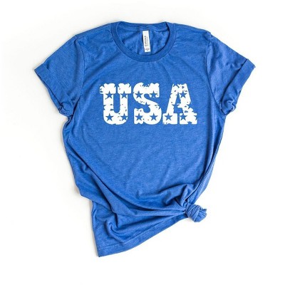 Simply Sage Market Women's USA Distressed Stars Short Sleeve Graphic Tee
