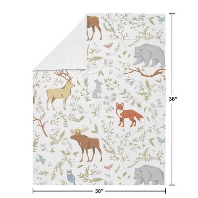 Woodland Animal Cotton Reversible Baby Blanket in Multicolor